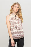 Paisley Print Top with Neck Tie