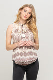 Paisley Print Top with Neck Tie