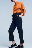 Black Wide Pants With Bow Tie