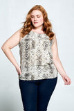 Sleeveless Snake Print Tank Top