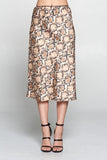 Satin Snake Print Midi Skirt