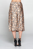 Satin Snake Print Midi Skirt