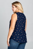 SLEEVELESS V-NECK PRINT TOP - PLUS SIZE
