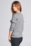GINGHAM RUFFLE SLEEVE TOP