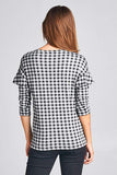 GINGHAM RUFFLE SLEEVE TOP