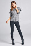 GINGHAM RUFFLE SLEEVE TOP