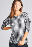 GINGHAM RUFFLE SLEEVE TOP