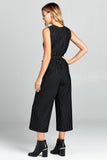 Sleeveless V-Neck Jumpsuit With Waist Tie