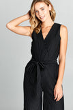 Sleeveless V-Neck Jumpsuit With Waist Tie