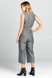 Sleeveless V-Neck Jumpsuit With Waist Tie