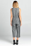 Sleeveless V-Neck Jumpsuit With Waist Tie