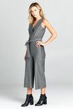 Sleeveless V-Neck Jumpsuit With Waist Tie