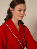 Women's Red Luxury Long Waffle Bathrobe
