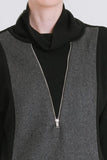 Cowl Neck Sweater With Zipper