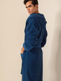 Men's Navy Turkish Cotton Loose Cut Terry Bathrobe