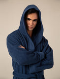 Men's Navy Turkish Cotton Loose Cut Terry Bathrobe