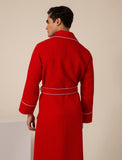 Men's Red Luxury Long Waffle Bathrobe