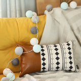Decorative Vegan Leather Lumbar Throw Pillow Cover