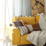 Decorative Vegan Leather Lumbar Throw Pillow Cover