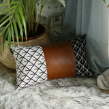 Decorative Brown Vegan Leather Lumbar Throw Pillow Cover