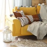 Decorative Brown Vegan Leather Lumbar Throw Pillow Cover