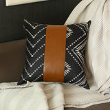 Decorative Brown Vegan Faux Leather Square 17" Throw Pillow Cover