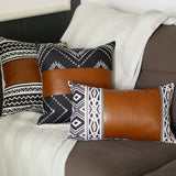 Decorative Brown Vegan Faux Leather Square 17" Throw Pillow Cover