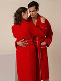 Men's Red Luxury Long Waffle Bathrobe