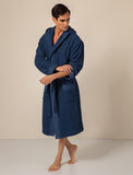 Men's Navy Turkish Cotton Loose Cut Terry Bathrobe
