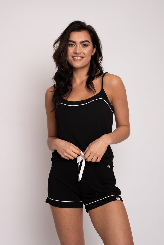 Bamboo Cami and Short Pajama Set in Black