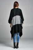 Color Block Poncho Wrap with Open Front