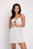 EcoVero Chemise Nightdress in Ecru Stripe