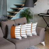Decorative Brown Vegan Faux Leather Square Throw Pillow Cover (Set of 4)