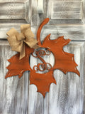Mongrammed Leaf With Initial Doorhanger 22"x21"