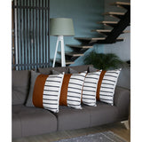 Decorative Brown Vegan Faux Leather Square Throw Pillow Cover (Set of 4)