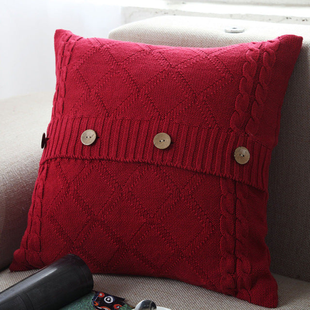 Knitting Button Fashion Throw Pillow Cases Cafe
