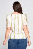 Metallic Striped Top with Puff Sleeve