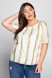 Metallic Striped Top with Puff Sleeve