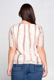 Metallic Striped Top with Puff Sleeve