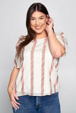 Metallic Striped Top with Puff Sleeve