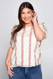 Metallic Striped Top with Puff Sleeve