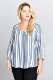 STRIPED V-NECK TOP - PLUS SIZE