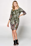 Olive Paisley Print Dress with Waist Tie