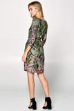 Olive Paisley Print Dress with Waist Tie