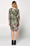 Olive Paisley Print Dress with Waist Tie