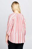 STRIPED V-NECK TOP - PLUS SIZE