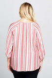 STRIPED V-NECK TOP - PLUS SIZE