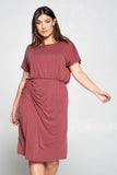 Extra Soft Pink Midi Dress with Scrunch Detail