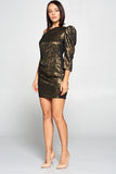 One Shoulder Metallic Bodycon Dress