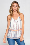 Boho Border Print V-neck Top